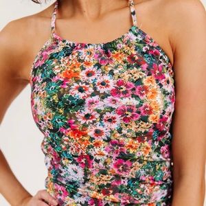 Lime Ricki “Crayon” Floral Halter Tankini Set swimsuit set with Boyshorts